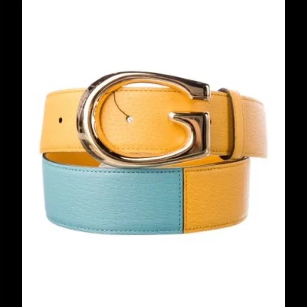 Men's Gucci, two tone, leather belt, memorable buckle size 100 cm/40 inches